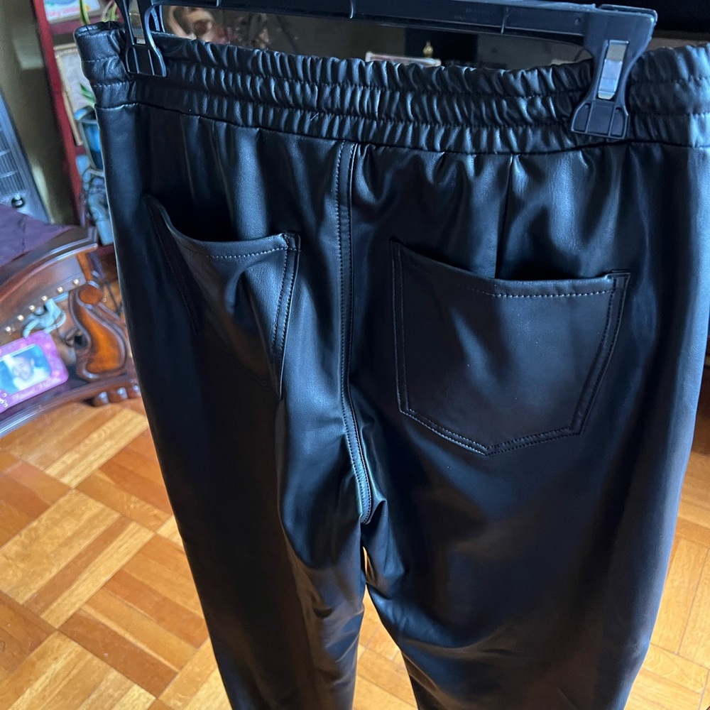 Black faux leather Joggers pants size S